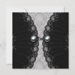 Black Lace und Diamond Look Goth Wedding Einladung