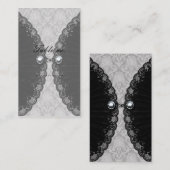 Black Lace und Diamond Look Goth Wedding Platzkarte (Vorne/Hinten)