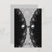 Black Lace und Diamond Look Goth Wedding RSVP Karte (Vorne/Hinten)