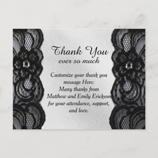 Black Lace und Satin Dankeschön Karten (Vorderseite)