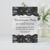 Black Lace und Satin Junggeselinnen-Abschied Einla Einladung (Stehend Vorderseite)