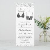 Black Lace Watercolor Lingerie Brautparty Einladung (Stehend Vorderseite)