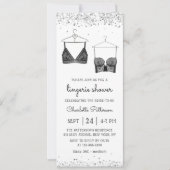 Black Lace Watercolor Lingerie Brautparty Einladung (Vorderseite)