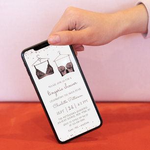 Black Lace Watercolor Lingerie Brautparty Einladung