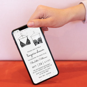 Black Lace Watercolor Lingerie Brautparty Einladung