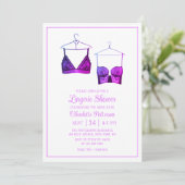 Black Lace Watercolor Lingerie Brautparty Einladung (Stehend Vorderseite)