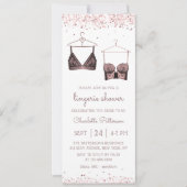 Black Lace Watercolor Lingerie Brautparty Einladung (Vorderseite)