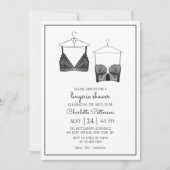 Black Lace Watercolor Lingerie Brautparty Einladung (Vorderseite)