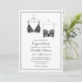 Black Lace Watercolor Lingerie Brautparty Einladung (Stehend Vorderseite)