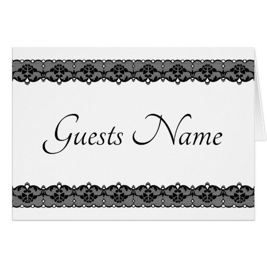 Black Lace Wedding Blank Guests Name Card (Vorderseite (Horizontal))