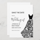 Black Lace Wedding Dress Save The Date (Vorne/Hinten)