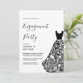 Black Lace Wedding Dress Verlobung Einladung (Stehend Vorderseite)