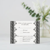 Black Lace Wedding Response Cards RSVP Karte (Stehend Vorderseite)