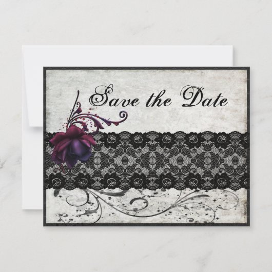 Black Lace Wedding Save the Date (Vorderseite)