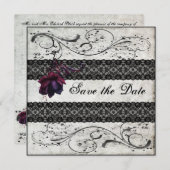 Black Lace Wedding Save the Date (Vorne/Hinten)