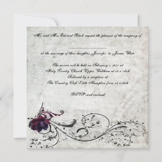 Black Lace Wedding Save the Date (Rückseite)