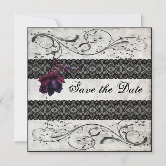 Black Lace Wedding Save the Date (Vorderseite)