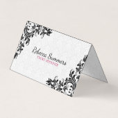 Black Lace White Damasks Visitenkarten (Vorderseite)