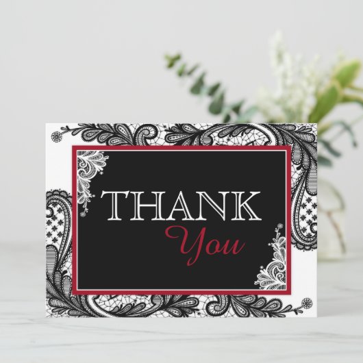 Black Lace White Modern Goth Danke (Stehend Vorderseite)