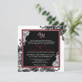 Black Lace White Modern Goth Wedding Einladung (Stehend Vorderseite)