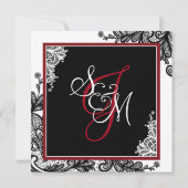 Black Lace White Modern Goth Wedding Einladung (Rückseite)