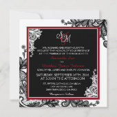 Black Lace White Modern Goth Wedding Einladung (Vorderseite)