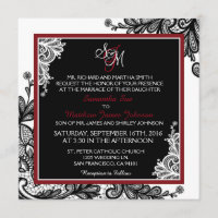 Black Lace White Modern Goth Wedding Einladung