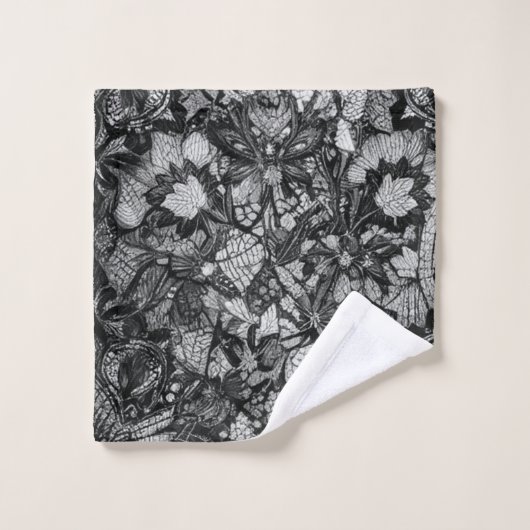 Black Lacework Artistry Badehandtuch Set (Waschlappen)