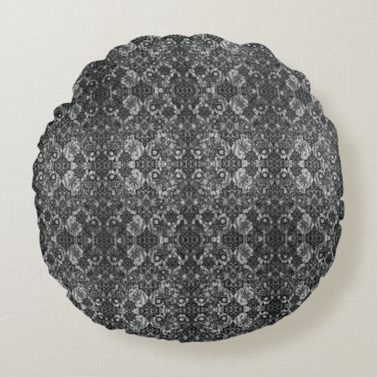 Black Lacework Artists Round Rundes Kissen (Vorderseite)