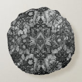 Black Lacework Artists Round Rundes Kissen (Rückseite)