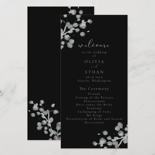 Black Lacquer Hochzeitsprogramm (Vorne/Hinten)