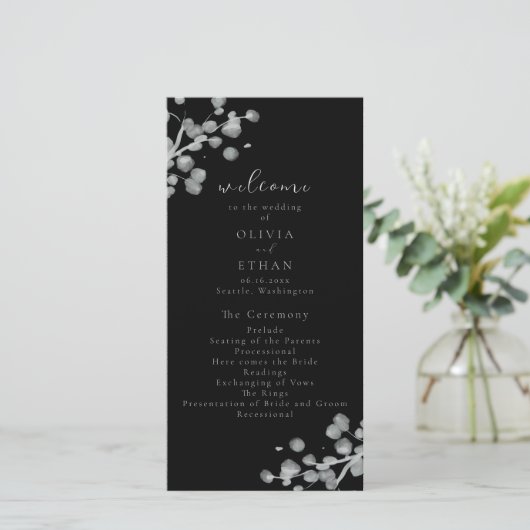 Black Lacquer Hochzeitsprogramm (Stehend Vorderseite)