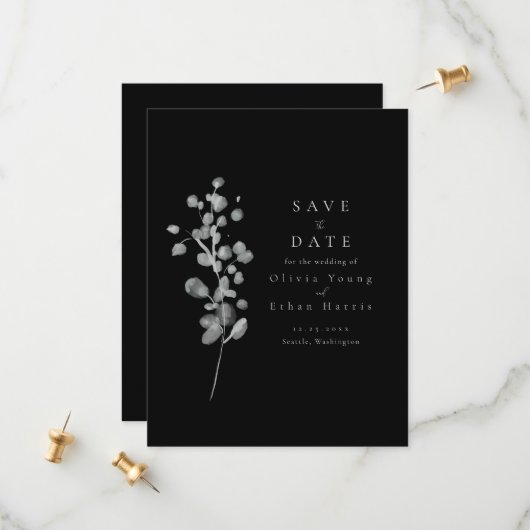 Black Lacquer Save the Date (Vorderseite/Rückseite Beispiel)