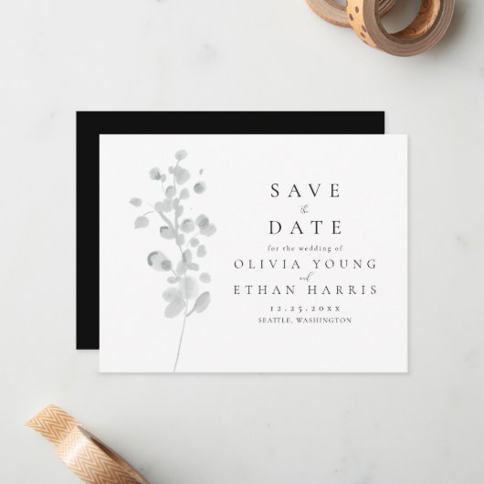 Black Lacquer Save the Date Mitteilungskarte (Vorderseite/Rückseite Beispiel)