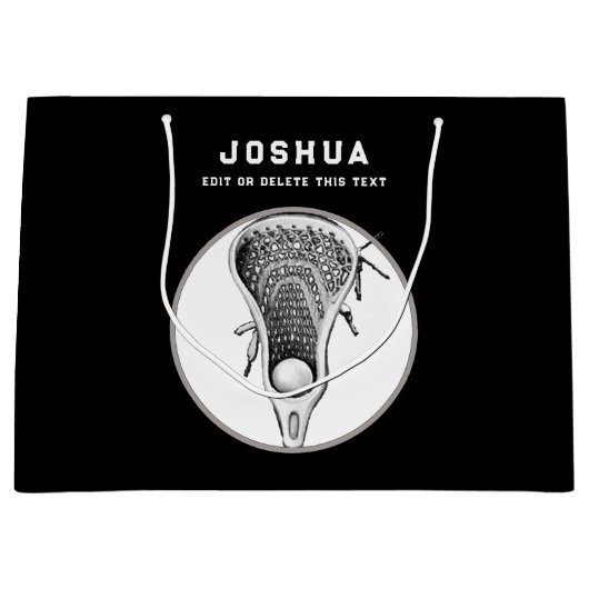 Black Lacrosse Große Geschenktasche Geschenktüte (Vorderseite)