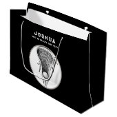 Black Lacrosse Große Geschenktasche Geschenktüte (Vorderseite Schrägansicht)