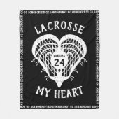 Black Lacrosse My Heart Fleece Blanket (Vorderseite)