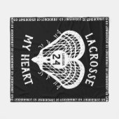 Black Lacrosse My Heart Fleece Blanket (Vorderseite (Horizontal))