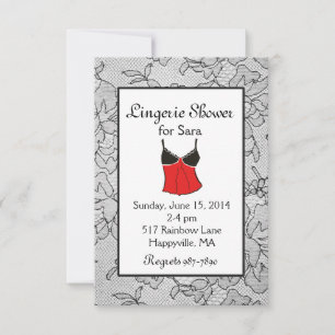 Black Lacy Red Lingerie Bridal Dusche Einladungen