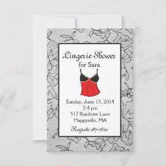 Black Lacy Red Lingerie Bridal Dusche Einladungen