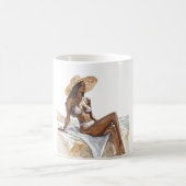 Black Lady Beach Straw Hat Kaffeetasse (Mittel)