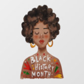 Black Lady & Typografy Black History  Fensteraufkleber (Blatt)