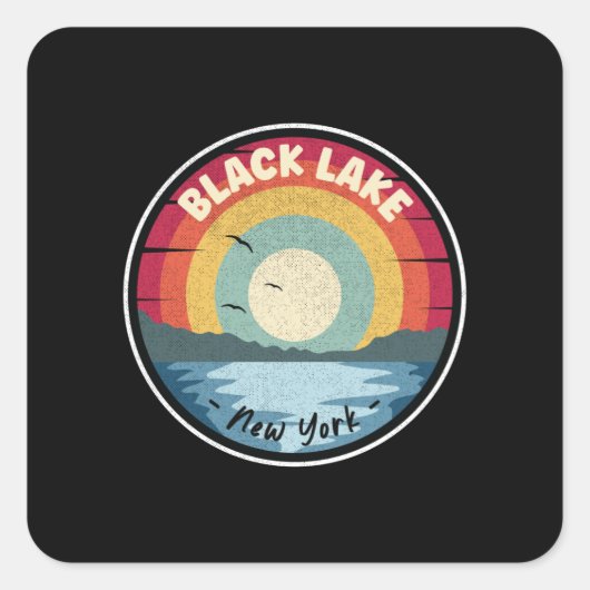 Black Lake New York Farbenspiel Quadratischer Aufkleber (Vorderseite)