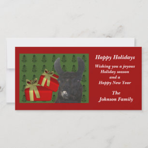 Black Lama Farm Animal Christmas Holiday Card Feiertagskarte