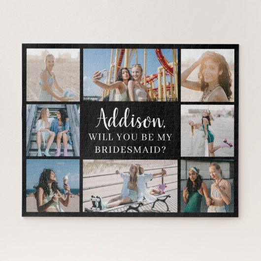 Black Large 8 Foto Collage Bridesmaid Vorschlag Puzzle (Horizontal)