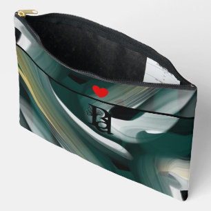 Black Large Accessory Pouch Trend Abstrakt grün Zubehörtasche