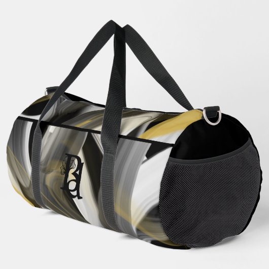Black Large Duffel Bag Trend Abstrakt White Gold Duffle Bag (Rechte Ecke)