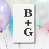 Black Large Modern Wedding Initials | weiß Serviette