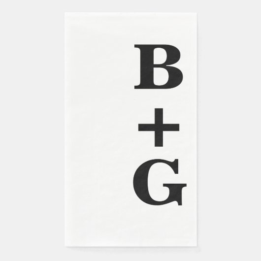 Black Large Modern Wedding Initials | weiß Serviette (Vorderseite)