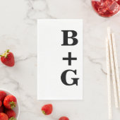 Black Large Modern Wedding Initials | weiß Serviette (Beispiel)